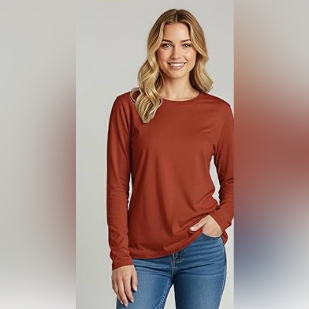 Halogen Women's Long Sleeve Top in Rust